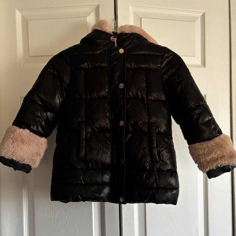 Michael Kors Girls Puffer Jacket Faux Fur Hood | Size 3–5